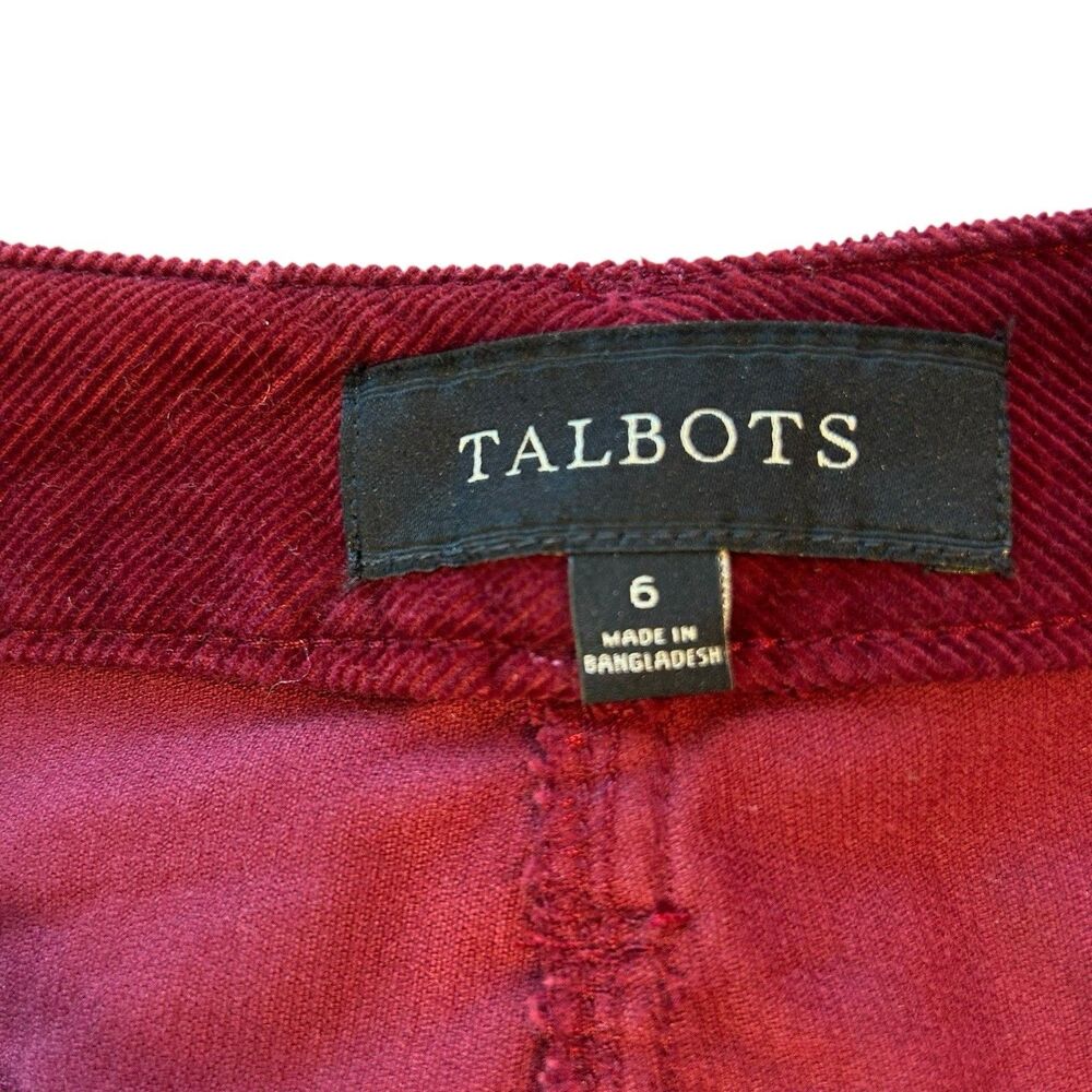 Talbots Burgundy Corduroy Mini Skirt Size 6 Preppy Cotton Stretch Hipster EUC - Picture 6 of 9